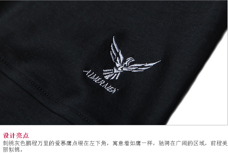 爱慕先生品牌春夏丝柔触感下摆鹰形刺绣装饰男士短袖t恤ns81a132