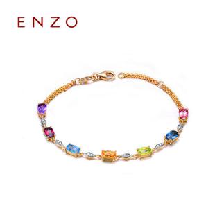 ENZO   18K黄金托帕石石榴石红碧玺宝石手镯