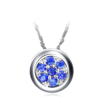enzo生辰石(九月)彩色宝石18k金蓝宝石吊坠 免费赠送项链