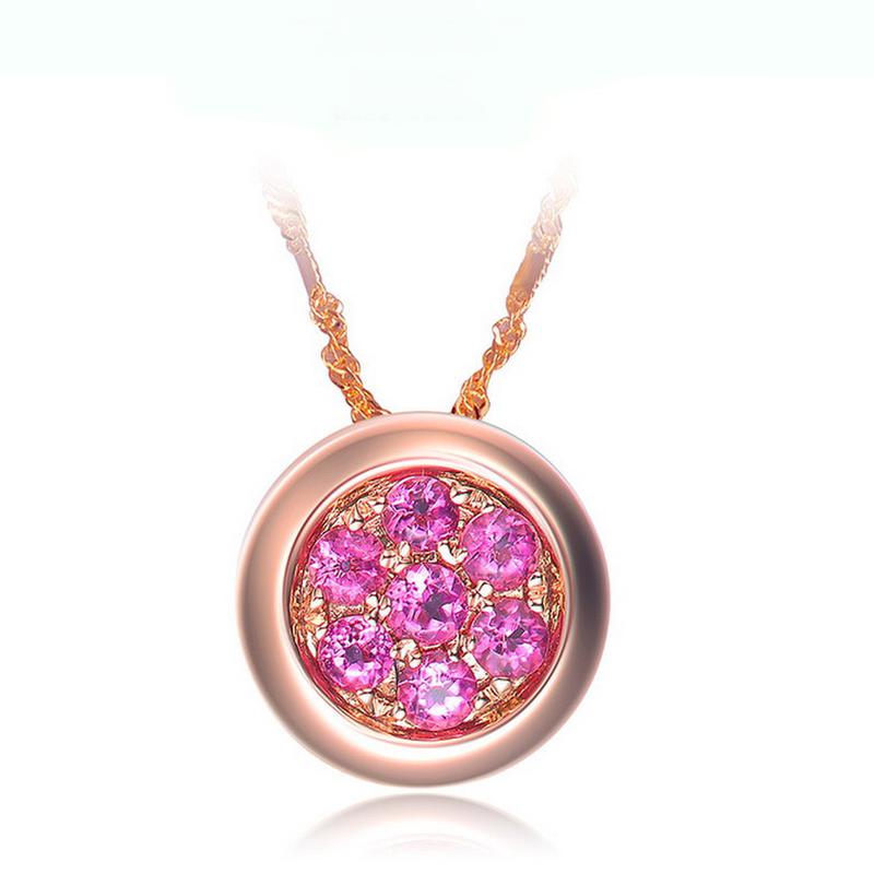 enzo生辰石(七月)彩色宝石18k金红碧玺吊坠 免费赠送项链