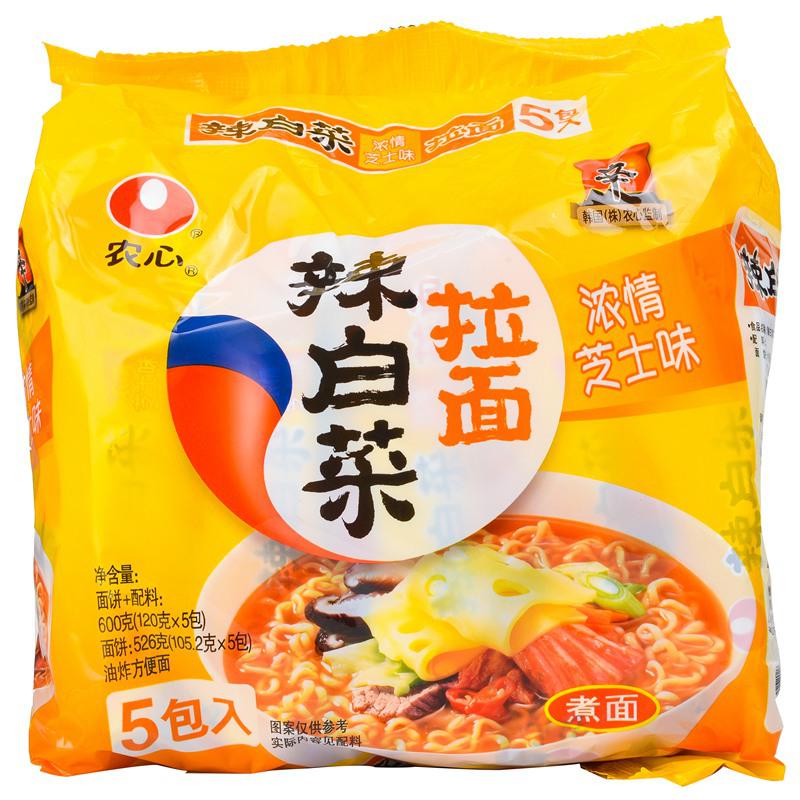 【超级生活馆】农心芝士辣白菜拉面(五合一)120g*5(编码:333240)