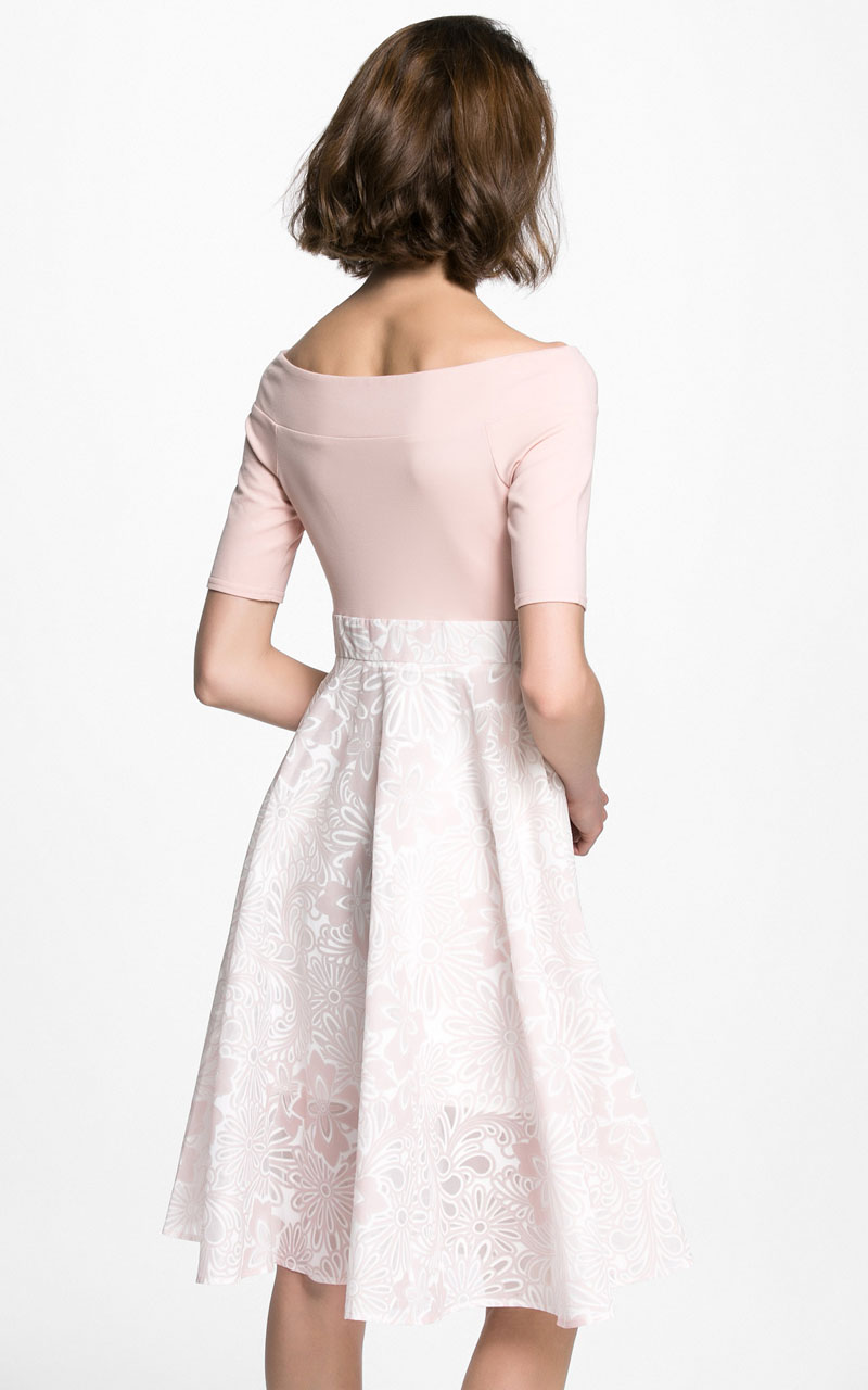 veromoda 花朵印花一字领拼接a版连衣裙31636z503111