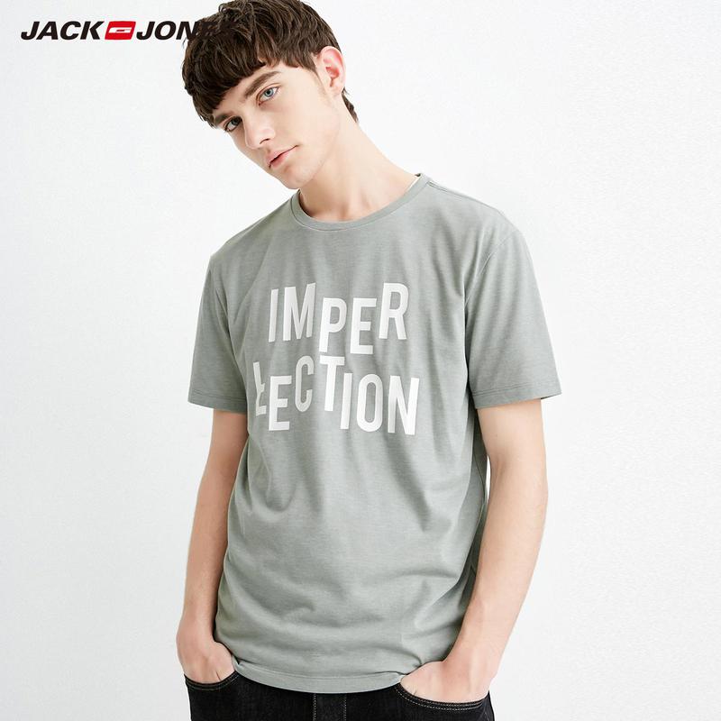 jackjones杰克琼斯夏男装潮字母印花休闲圆领短袖t恤c|2181t4558
